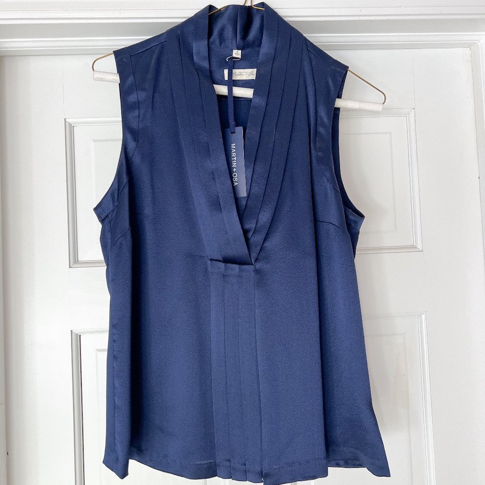 Martin + Osa Navy Silk Blouse (Size 4)